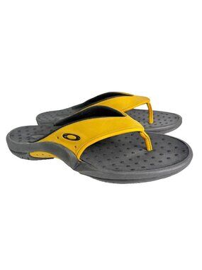 Men's Oakley Flip Flops Brown Yellow Size 11 Sandals Sport Slides